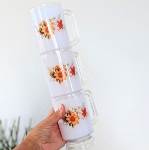 Sweet Vintage Floral Set of 3 Plastic Cups / Mugs